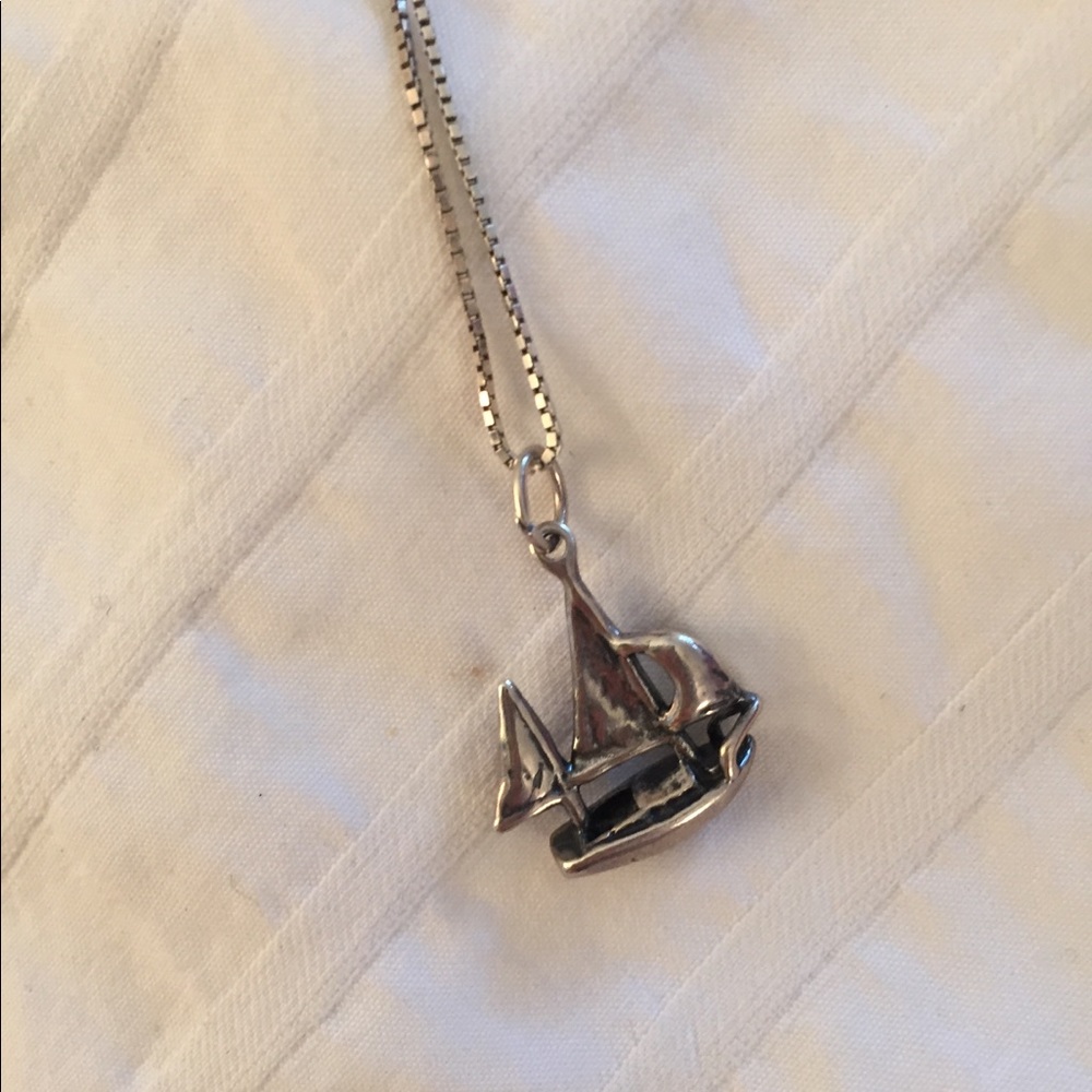Sterling silver ship necklace and chain